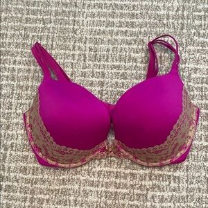 Elegant Pink and Gold Lace VICTORIA’s SECRET Push-Up Very Sexy Bra Sz 36DD